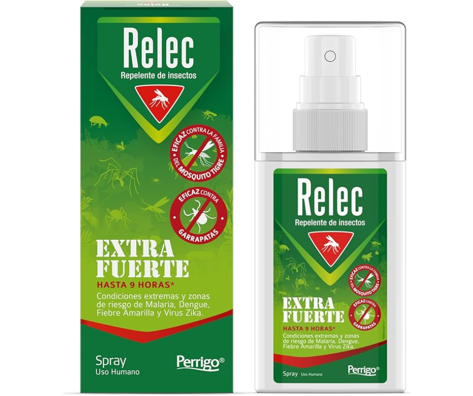 Botella de repelente con DEET para lograr protección efectiva contra mosquitos en exteriores